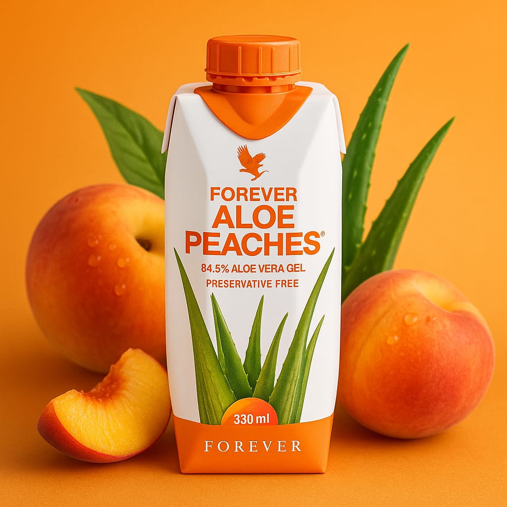 عصير طبيعي من جل الألوفيرا ممزوج بالخوخ