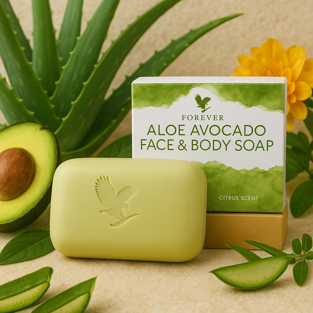 صابون طبيعي يحتوي على جل الألوفيرا وزيت الأفوكادو